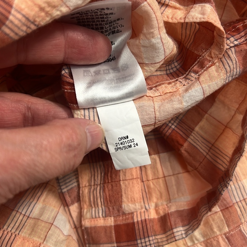 Eddie Bauer button down orange plaid shirt sleeves blouse size XL - Picture 7 of 12